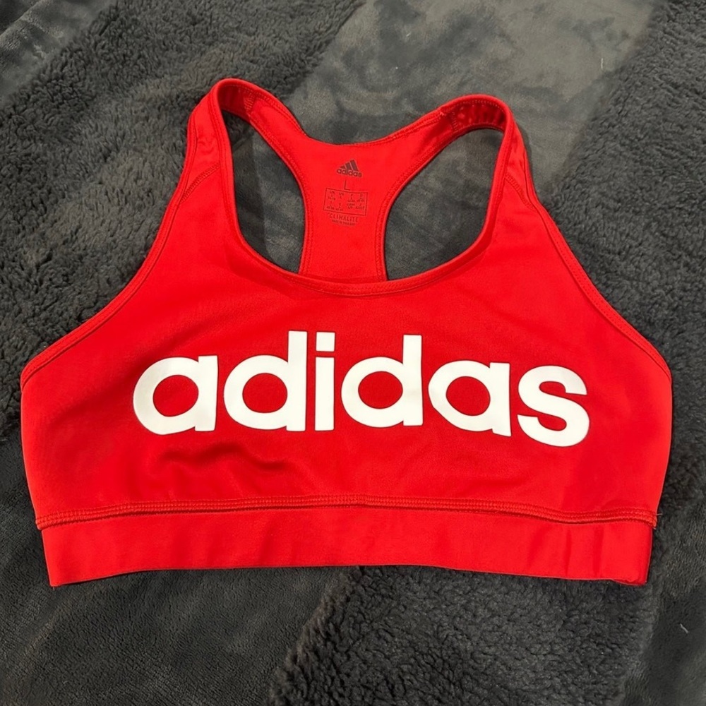 Adidas Sports Bra Size Large Red and White